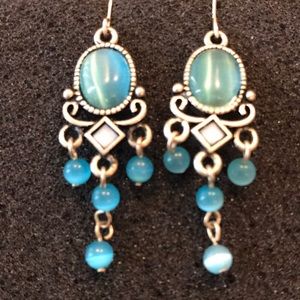 Pair of Silver and Seaglass Drop Earrings